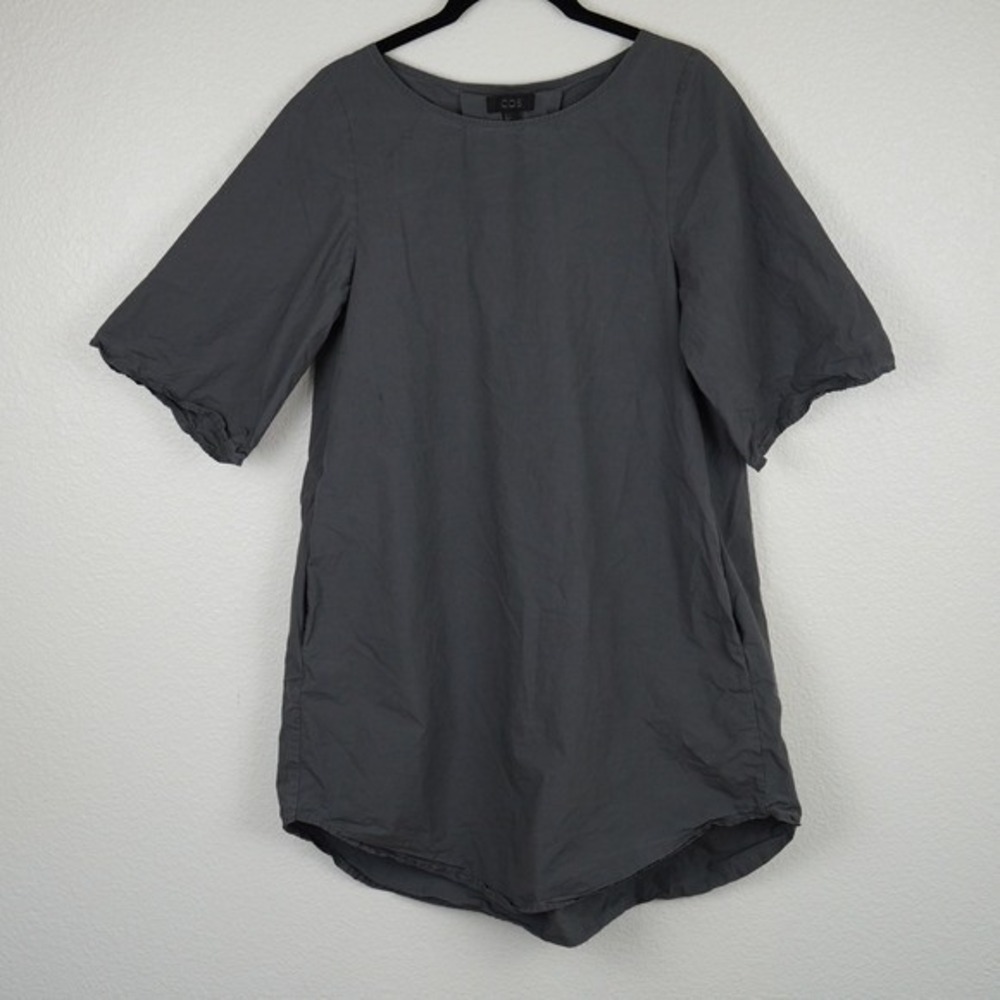 COS Womens Gray A Line Dress Size 2 Short Sleeve Pleated Pockets